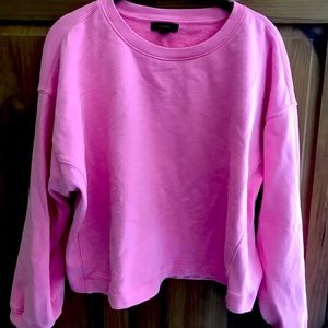 J. Crew pink Woman’s University terry cropped crewneck sweatshirt size M